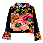 Mesh Sleeve Collared Floral Top (L)