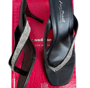 Anne Michelle Thong Kitten Heels With Rhinestones (8.5)