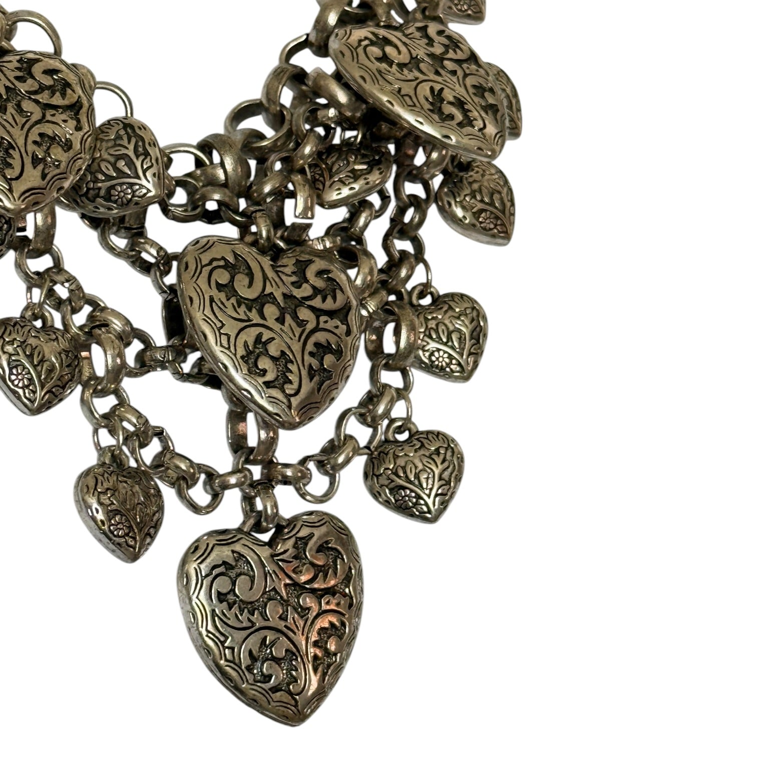 Vintage silver tone heart necklace