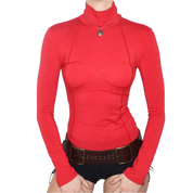 Y2K Italian Red Turtleneck Top (S)