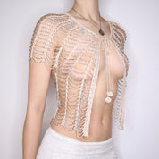 Y2K Beaded Crochet Shrug (S/M)