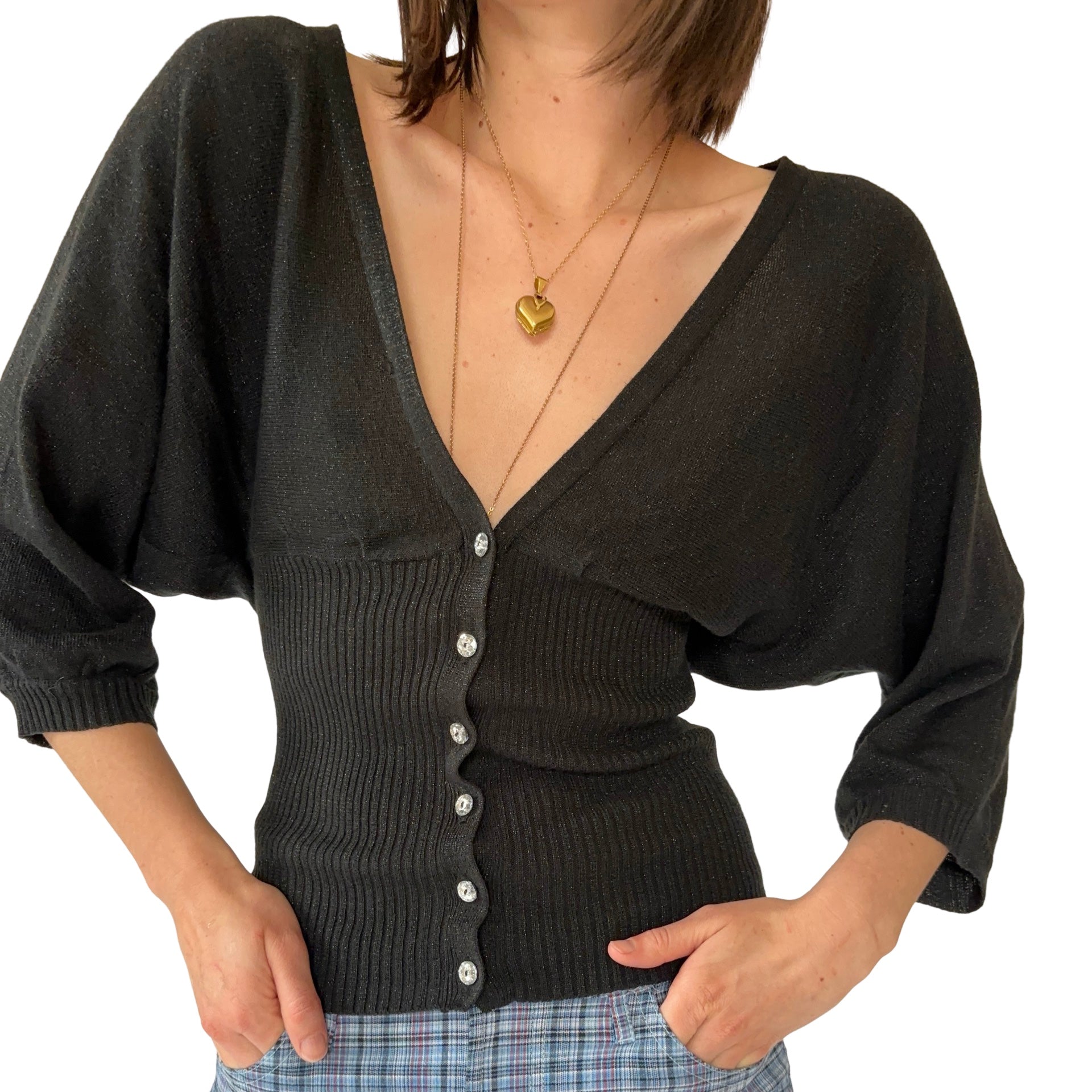 Y2K Glitter Knit Top (M)