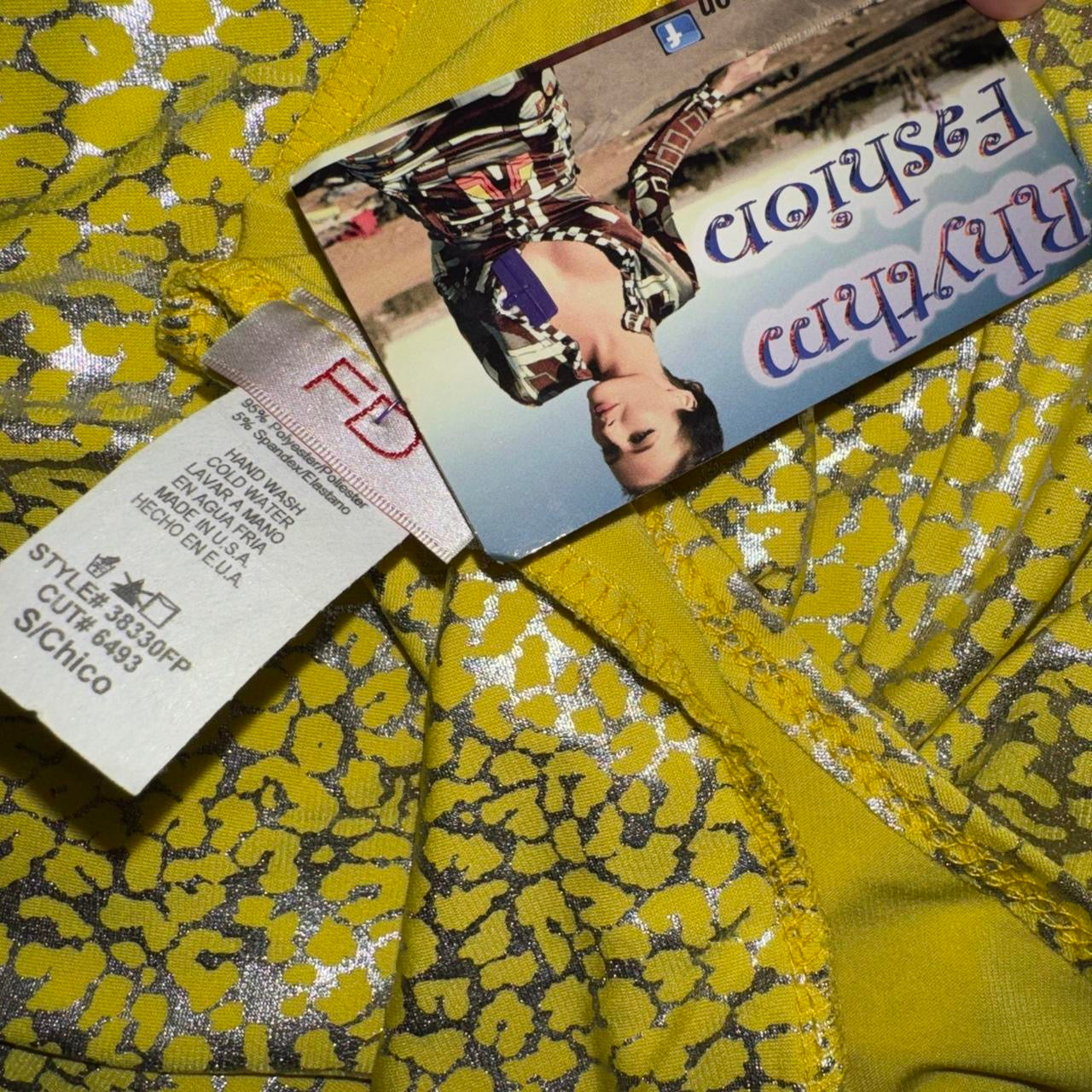 2000s Yellow Leopard Print Mini Dress (S)