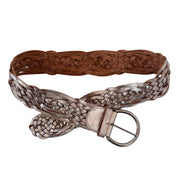 Y2K Chunky Silver Braided Belt (M)