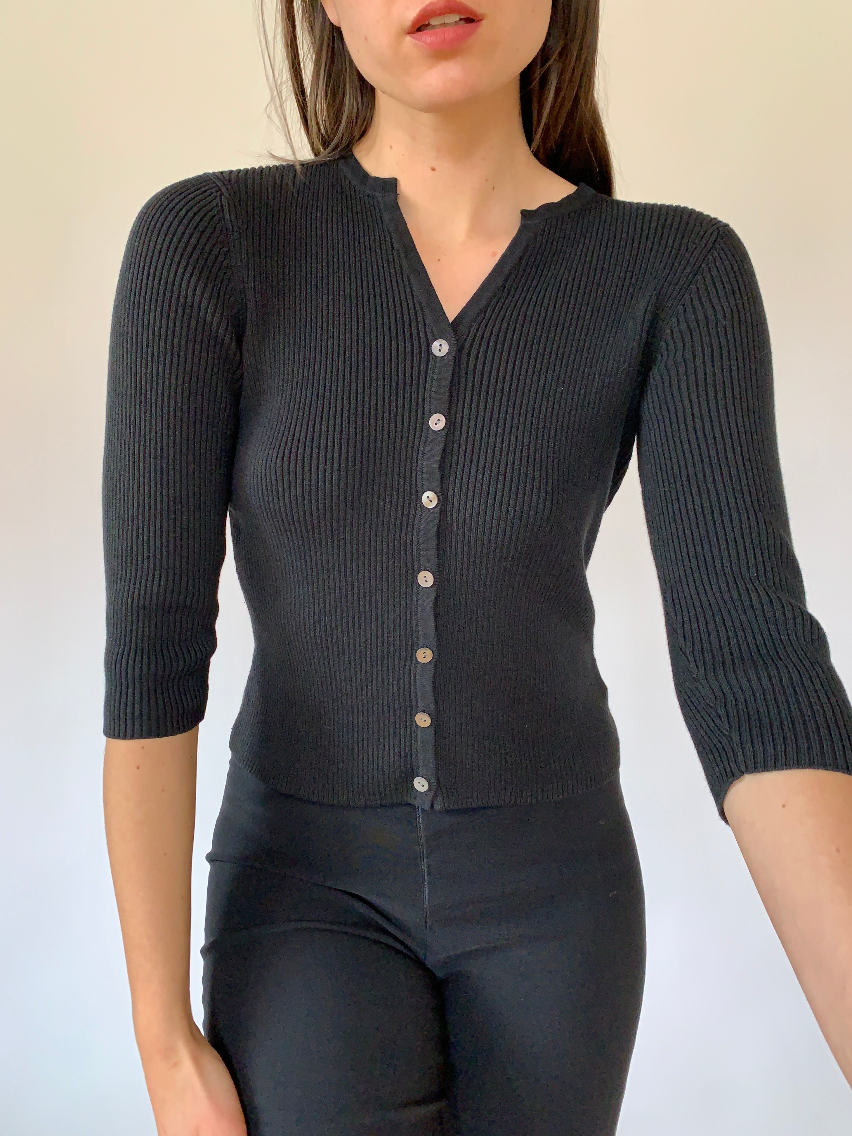 Vintage Ribbed Knit Cardi - Small