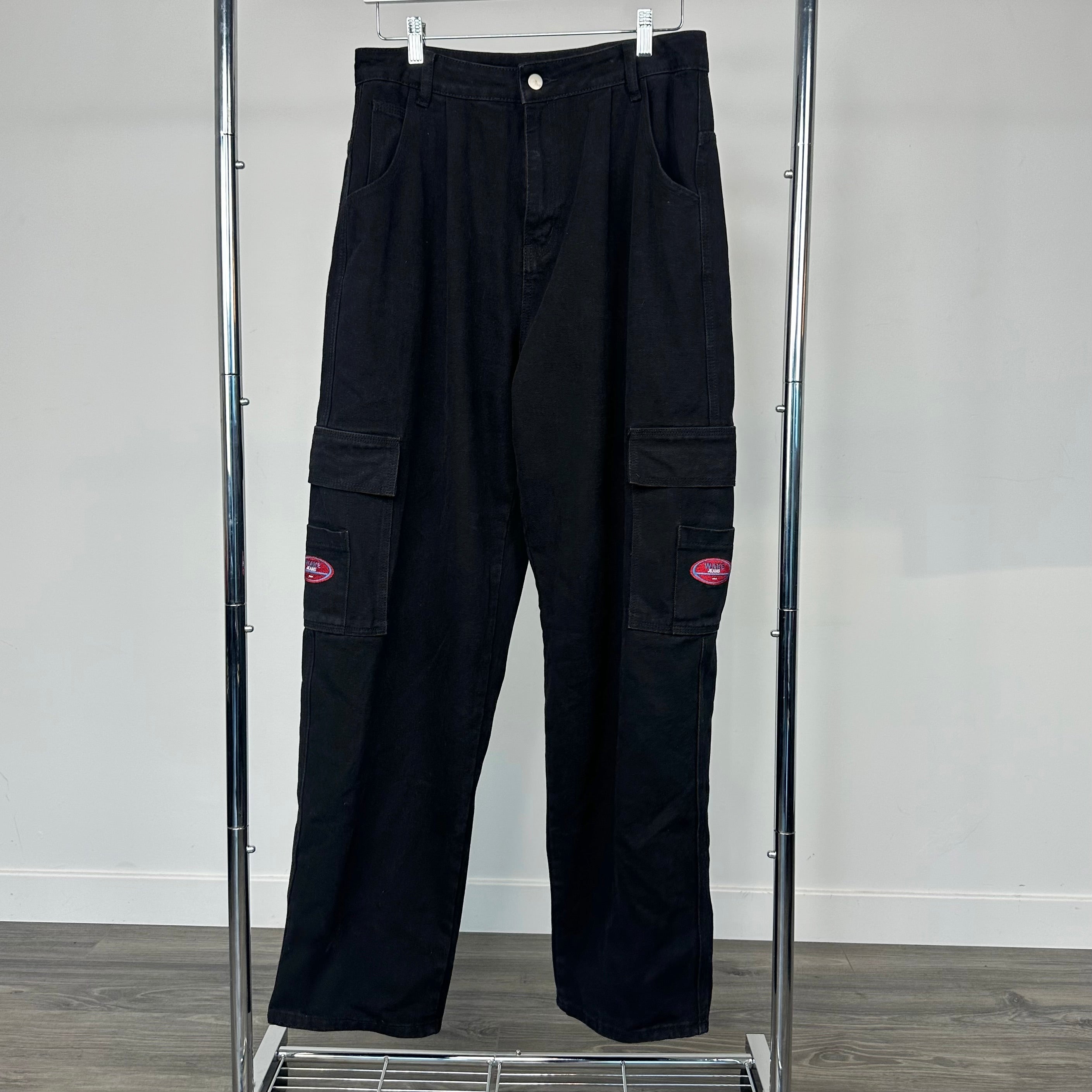 Black Baggy Skater Cargo Jeans (M/L)