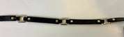 Fossil Black Leather Belt with Silver Tone Metal Buckle & Link Accents