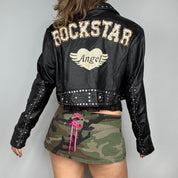 Vintage “Rockstar Angel” Studded Leather Jacket (XL)