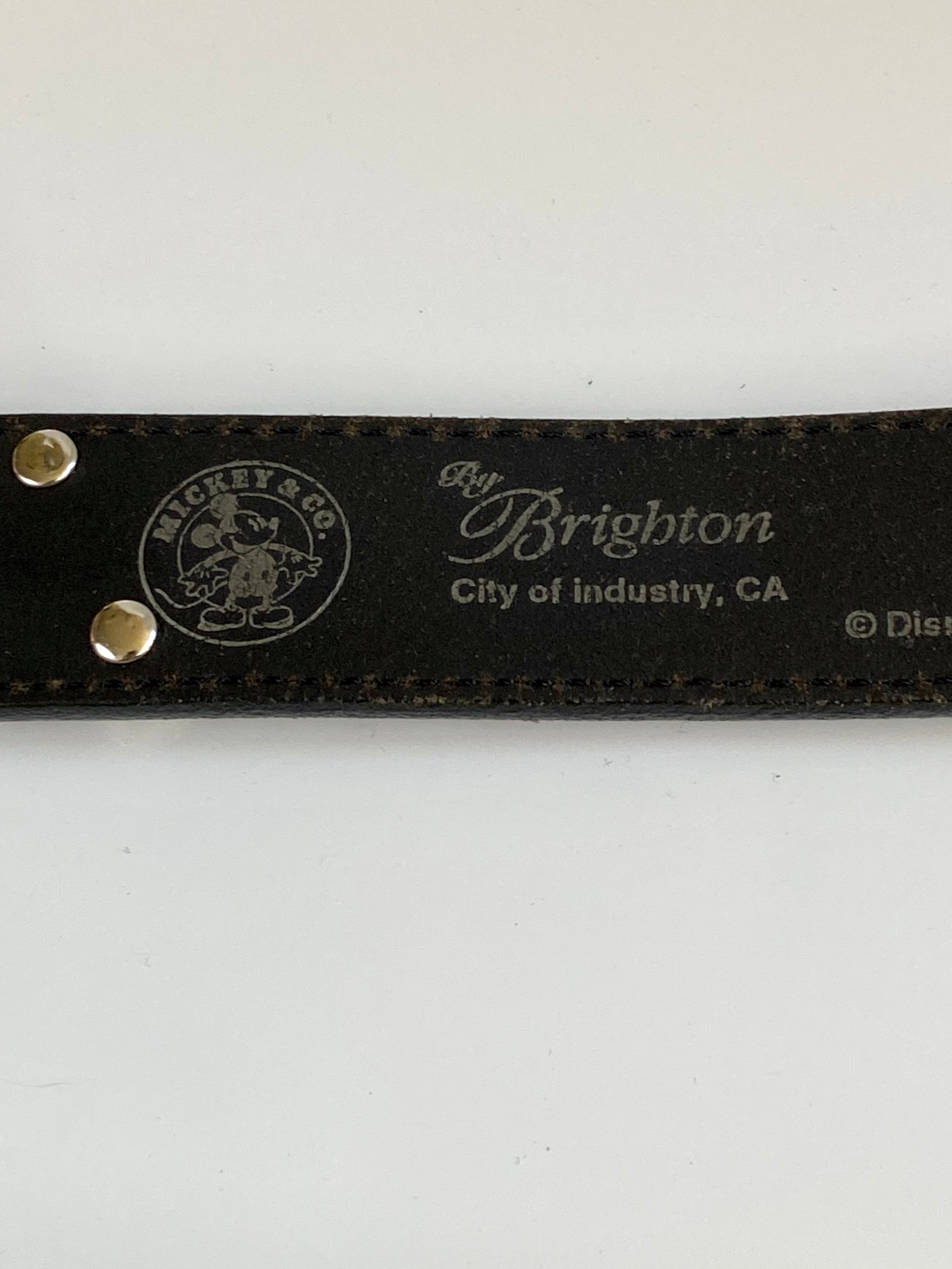 Vintage 92 Brighton Mickey & Co Disney Belt Black Leather Solid Brass
