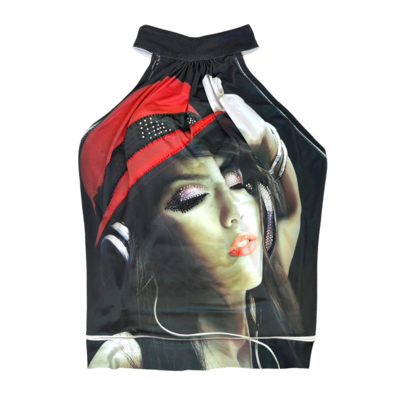 Open Back Graphic Halter Top