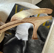 Manolo Blahnik Gold Alligator Kitten Heels (9.5)