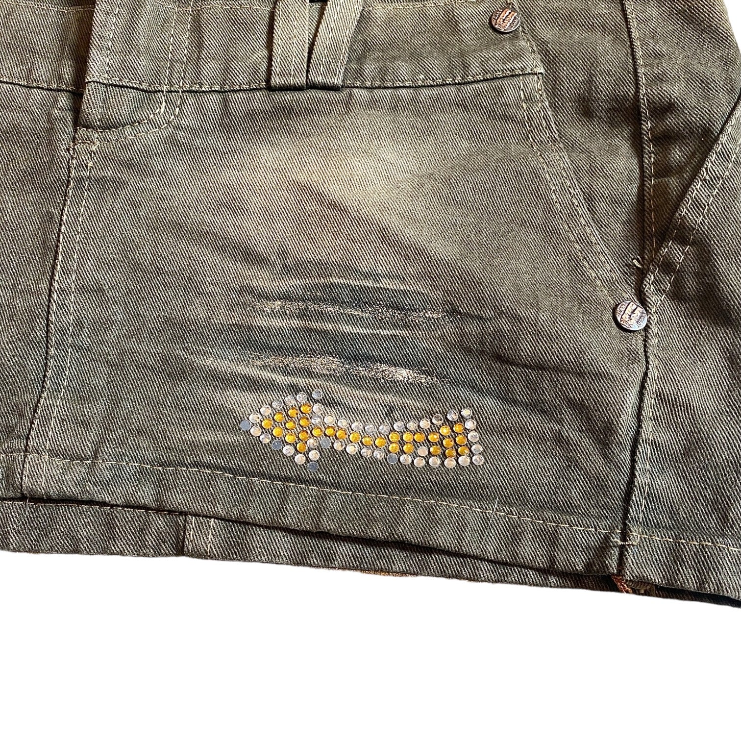 Y2K Khaki Deconstructed Mini Skirt (S/M)