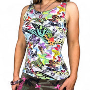 Y2K Second Skin Mesh Reversible Neckline Butterfly Graphic Tank (S/M)
