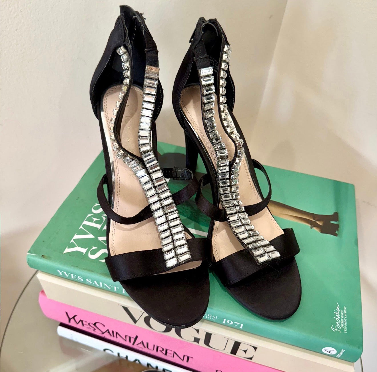 Kelly & Katie Black And Silver Rhinestone Heels (6)