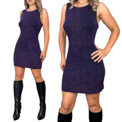 90s Eggplant Shimmer Mini Dress (M)