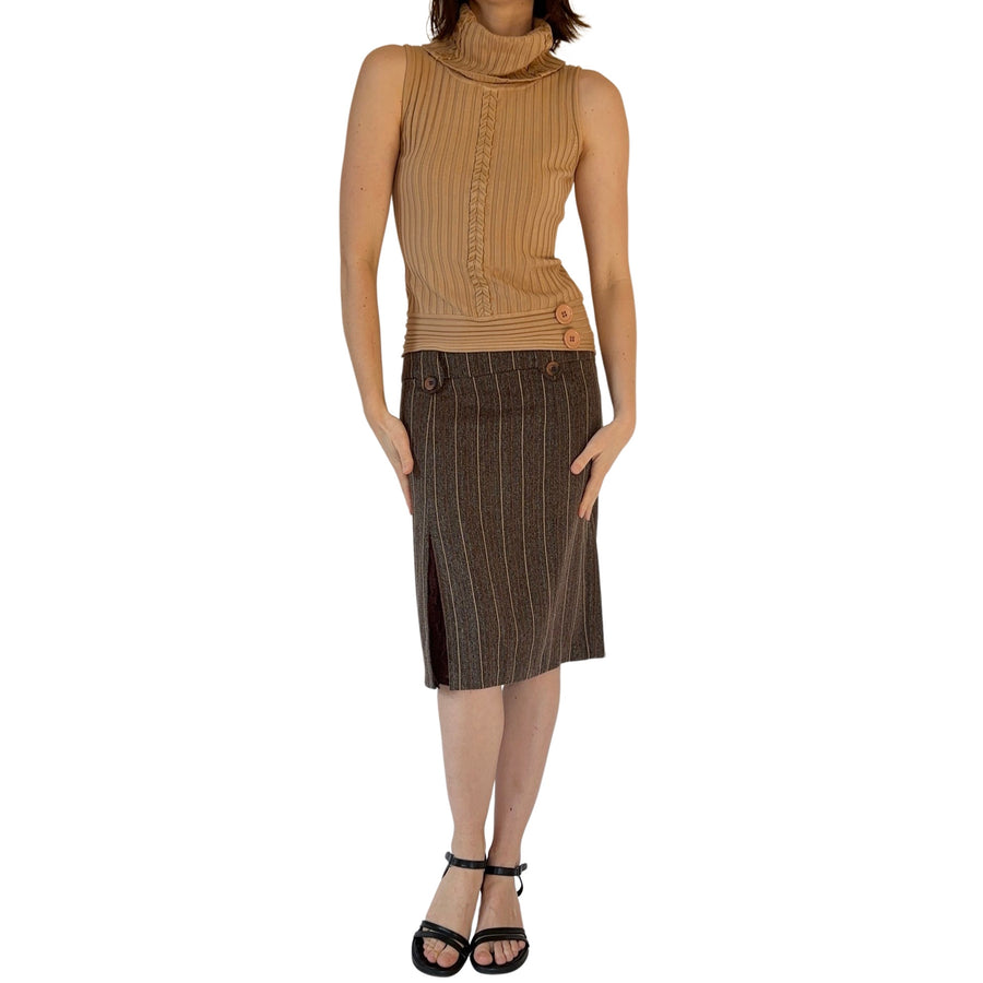 90s Pinstripe & Lace Skirt (S/M)