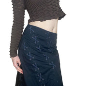 Vintage Grunge Lace Up Maxi Skirt (S/M)