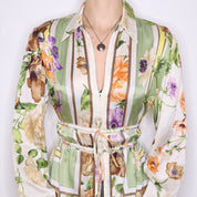 90s Silk Floral Blouse (M)