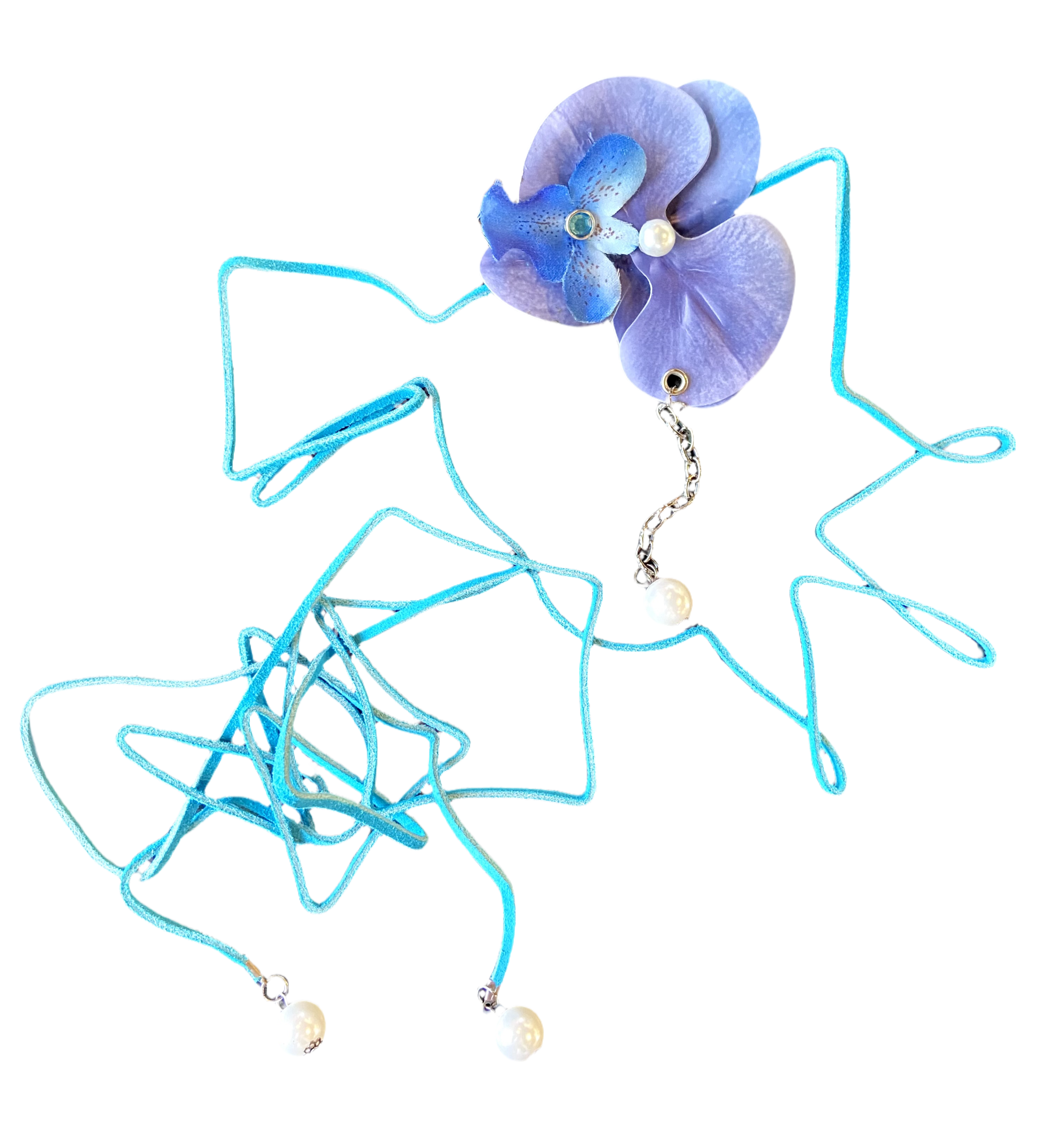 Blue flower choker & belt