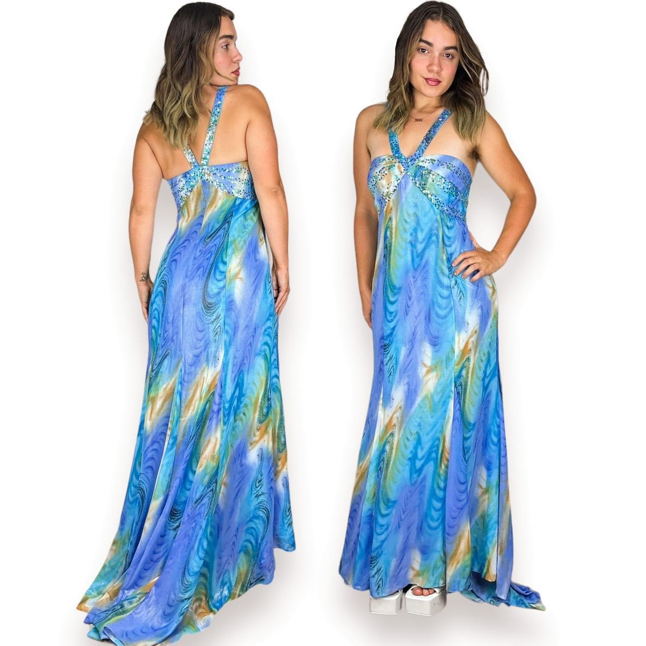 Y2K Ocean Shimmer Prom Dress (L)