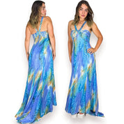 Y2K Ocean Shimmer Maxi Dress (L)