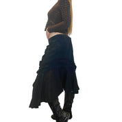 Vintage Gothic Ruffle Maxi Skirt (M)