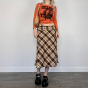 Plaid A-Line Midi Skirt (S/M)