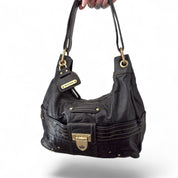 Vintage black cowhide leather Juicy Couture shoulder bag 08’