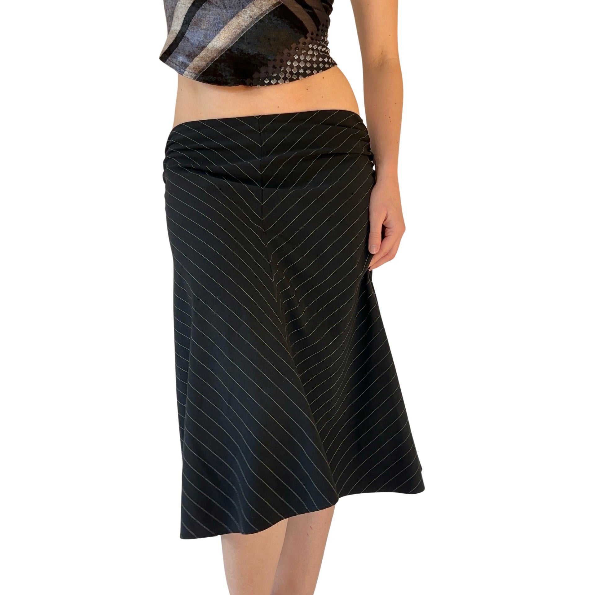 90s Pinstripe Midi Skirt (S)