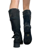 Real Suede Buckle Biker Boots (UK 4 EU 37 US 6)