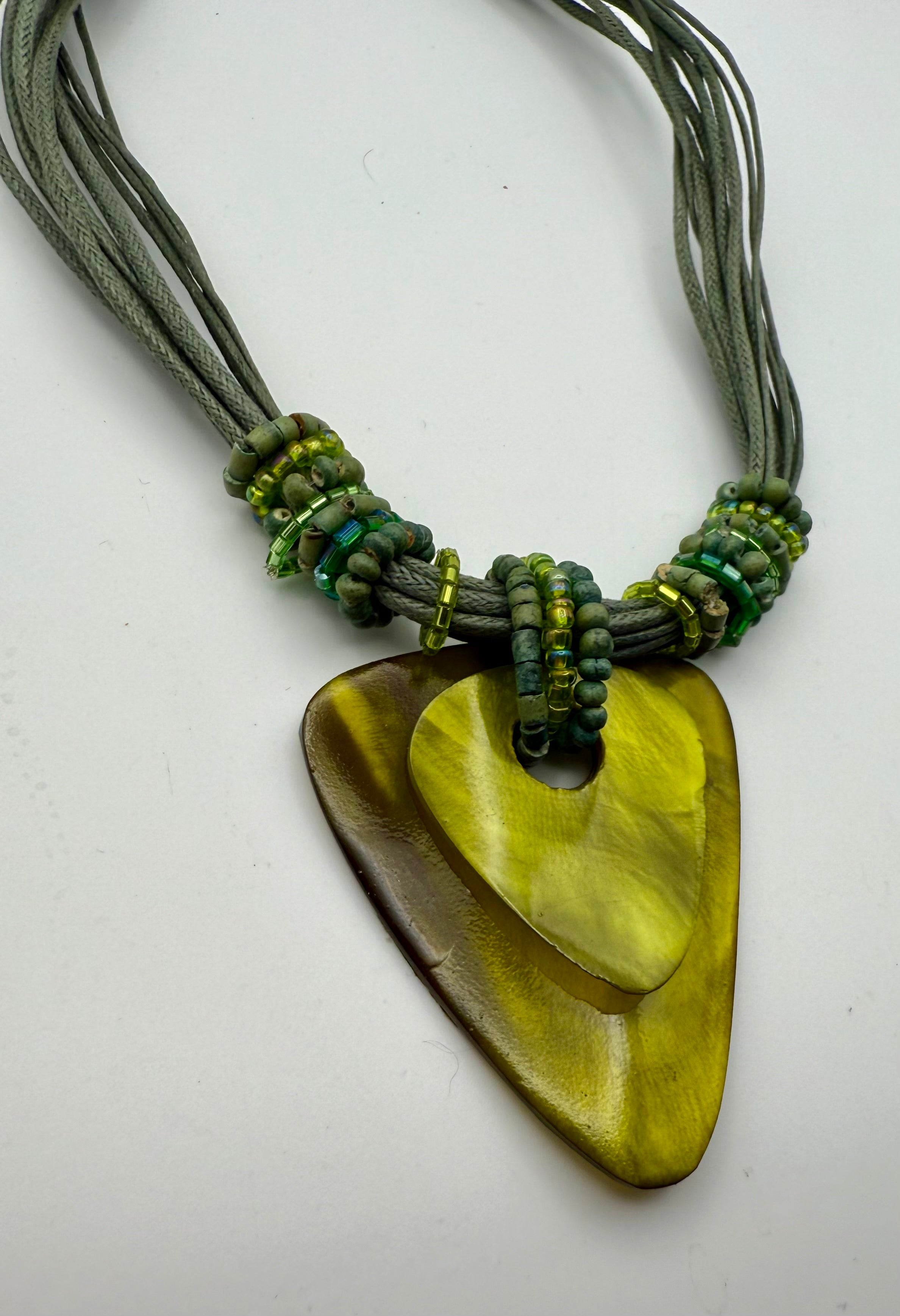 Olive Green Layered Pendant Necklace