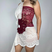 Bordeaux Lace Patch Dress (M)