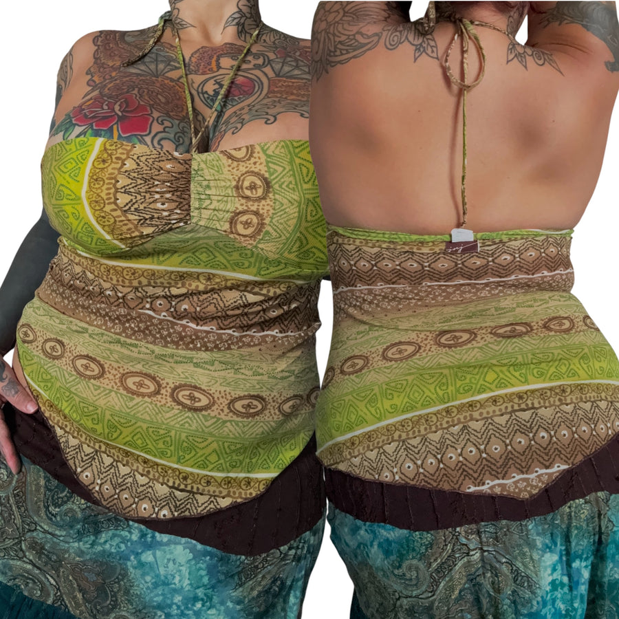 Y2K handkerchief halter top (L)