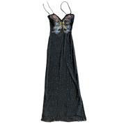 Beaded Butterfly Strappy Mesh Dress (S)