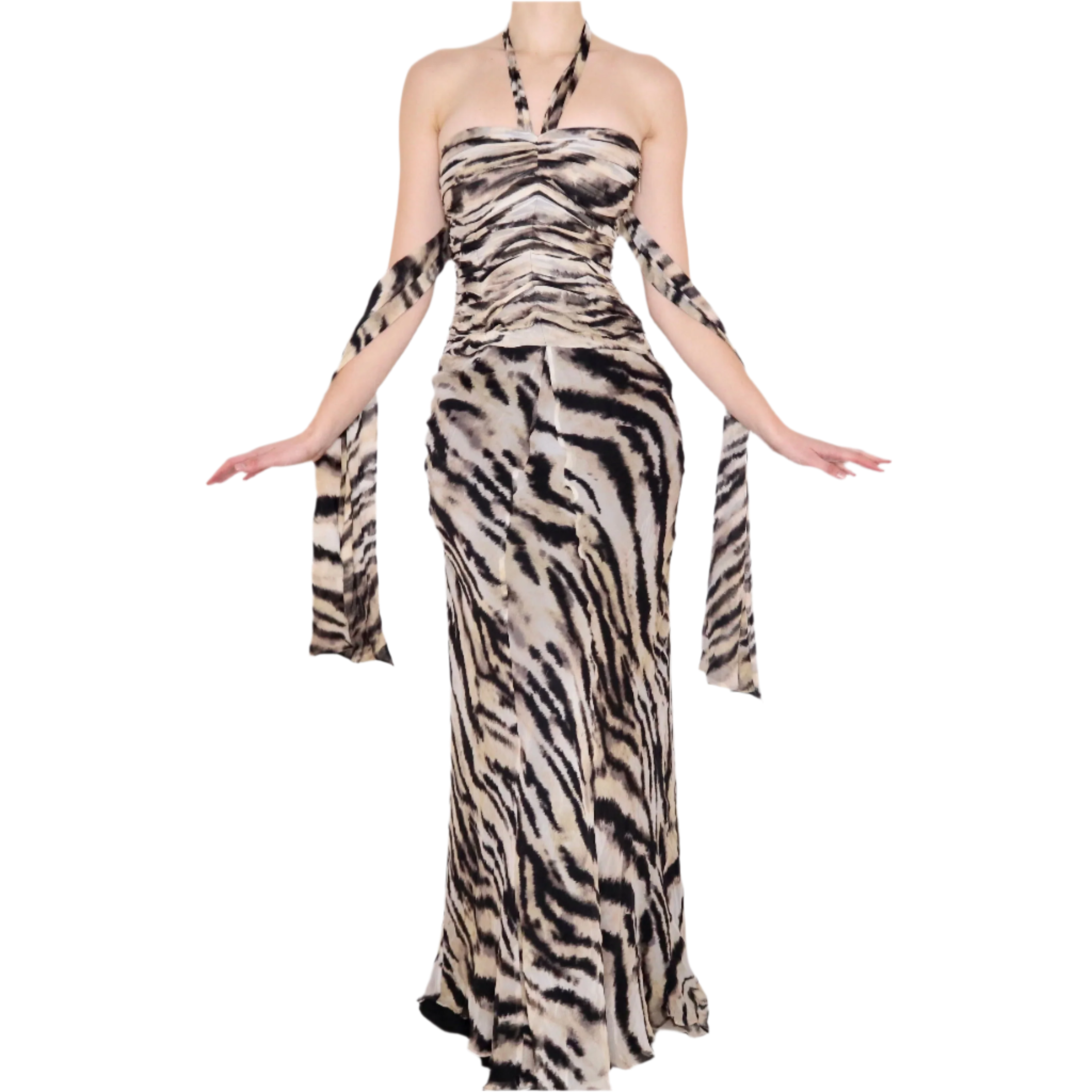Y2K Silk Animal Print Gown (XS)