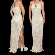Upcycled Vintage Crochet Maxi Dress (M)