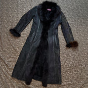 Parisian Vintage Fur Trim Suede Leather Patchwork Coat (M/L)
