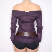 Y2K Purple Mohair Off the Shoulder Sweater (M)