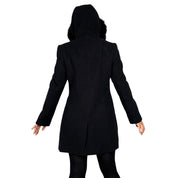 Vintage Wool Coat with Fox Fur Hood (S)