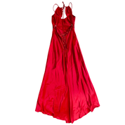 Red Satin Backless Maxi Dress (S)