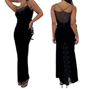 90s Noir Beaded Velvet Gown (M)