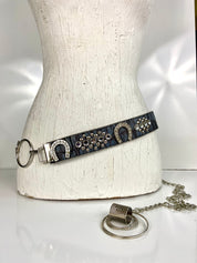 Metal leather mixed belt