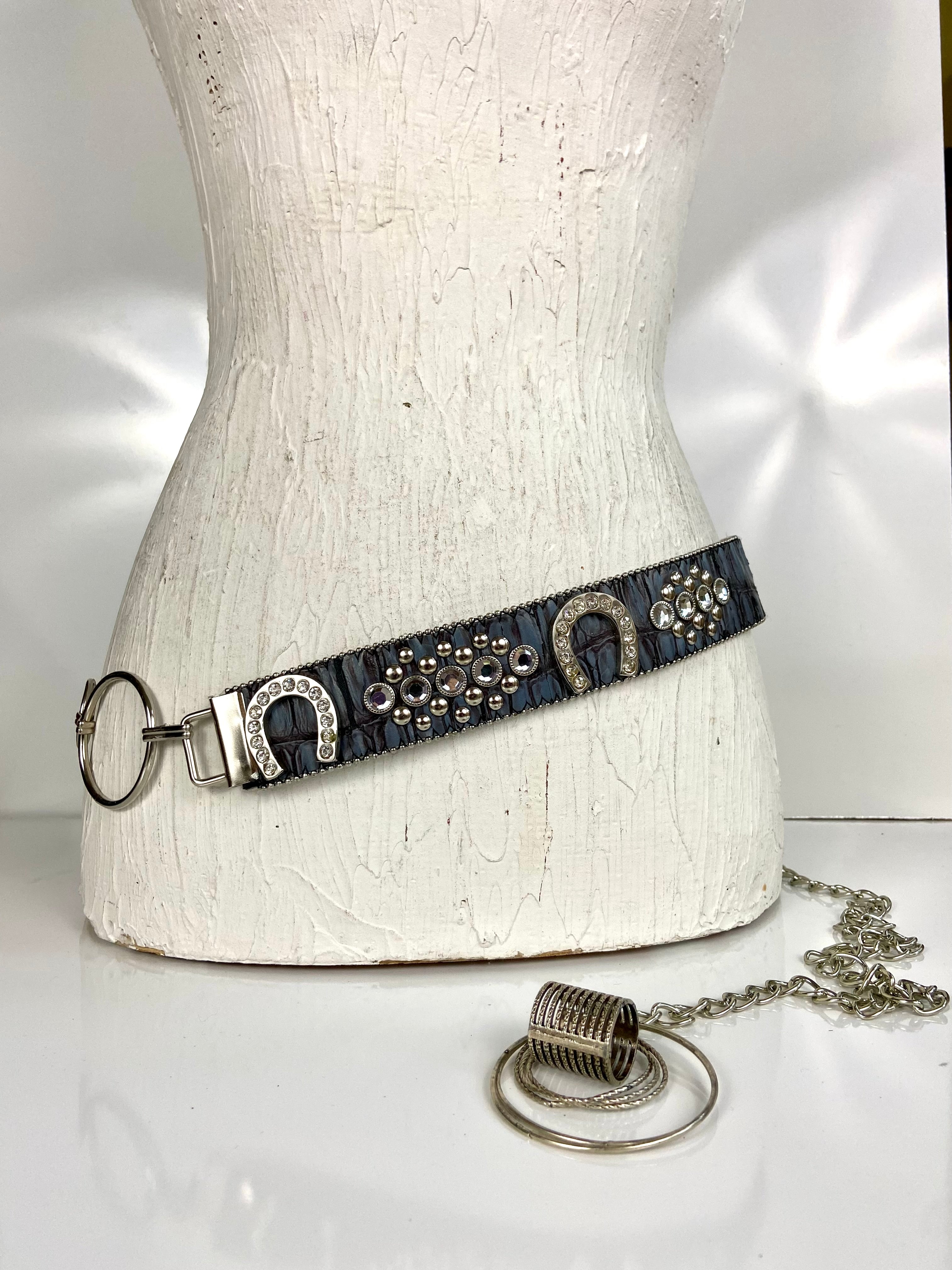 Metal leather mixed belt