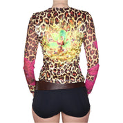 90s Pink Orchid Graphic Long Sleeve Top (M)