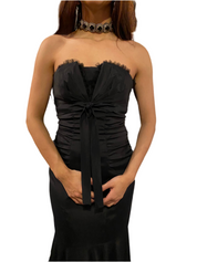 Caché Strapless Black Ruched Dress (S)