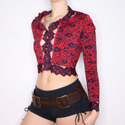 Y2K ZAC POSEN Red Daisy Cardigan (XS)