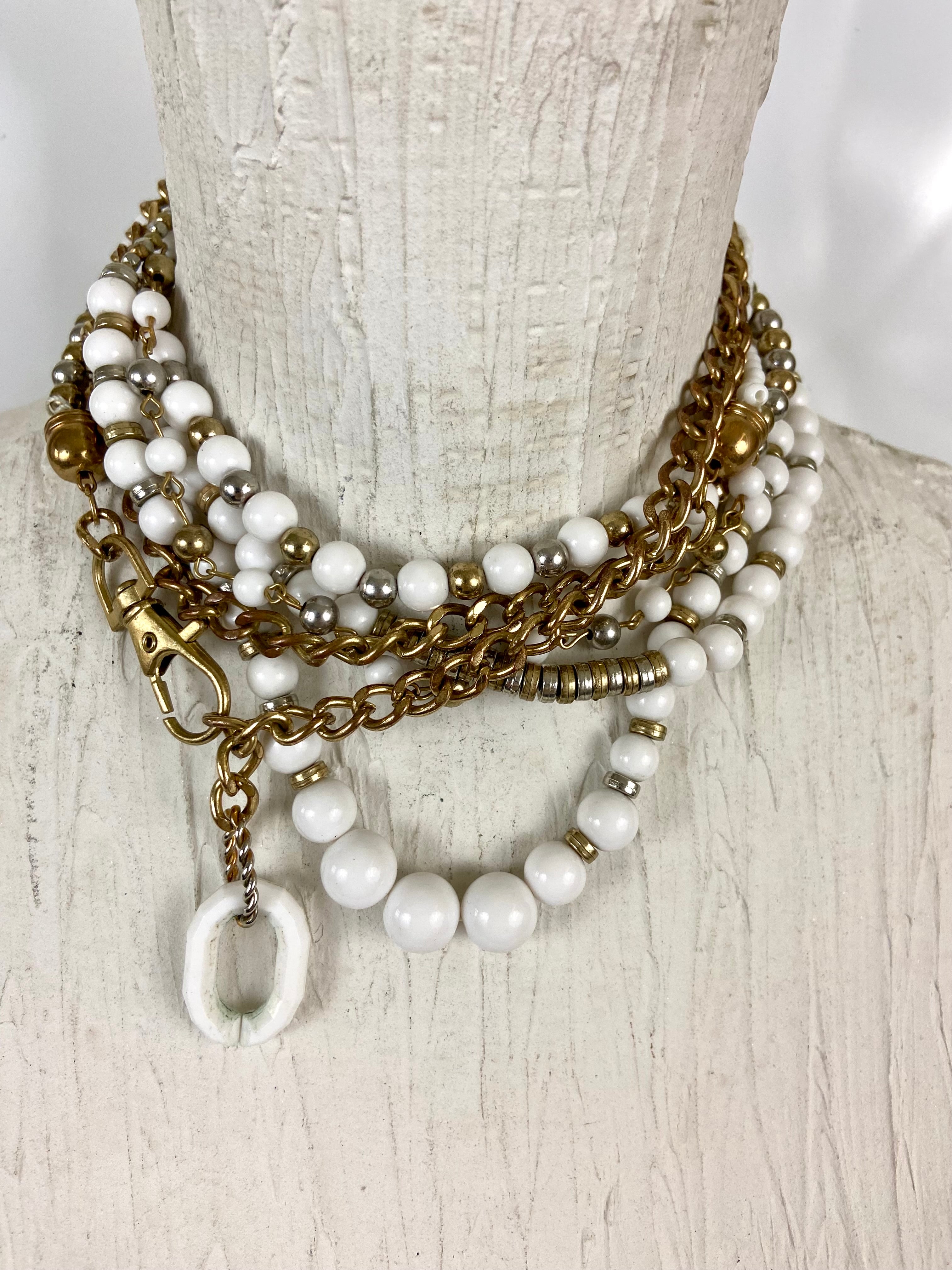 White and Gold Layered Belt