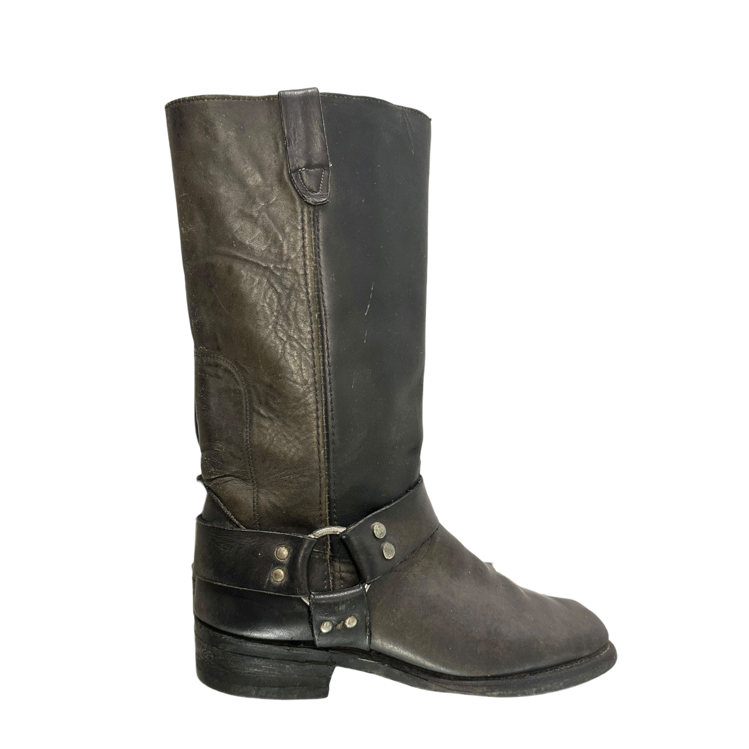 True Vintage American Black Leather Buckle Biker Boots (UK 7 US 8D/ US 9.5)