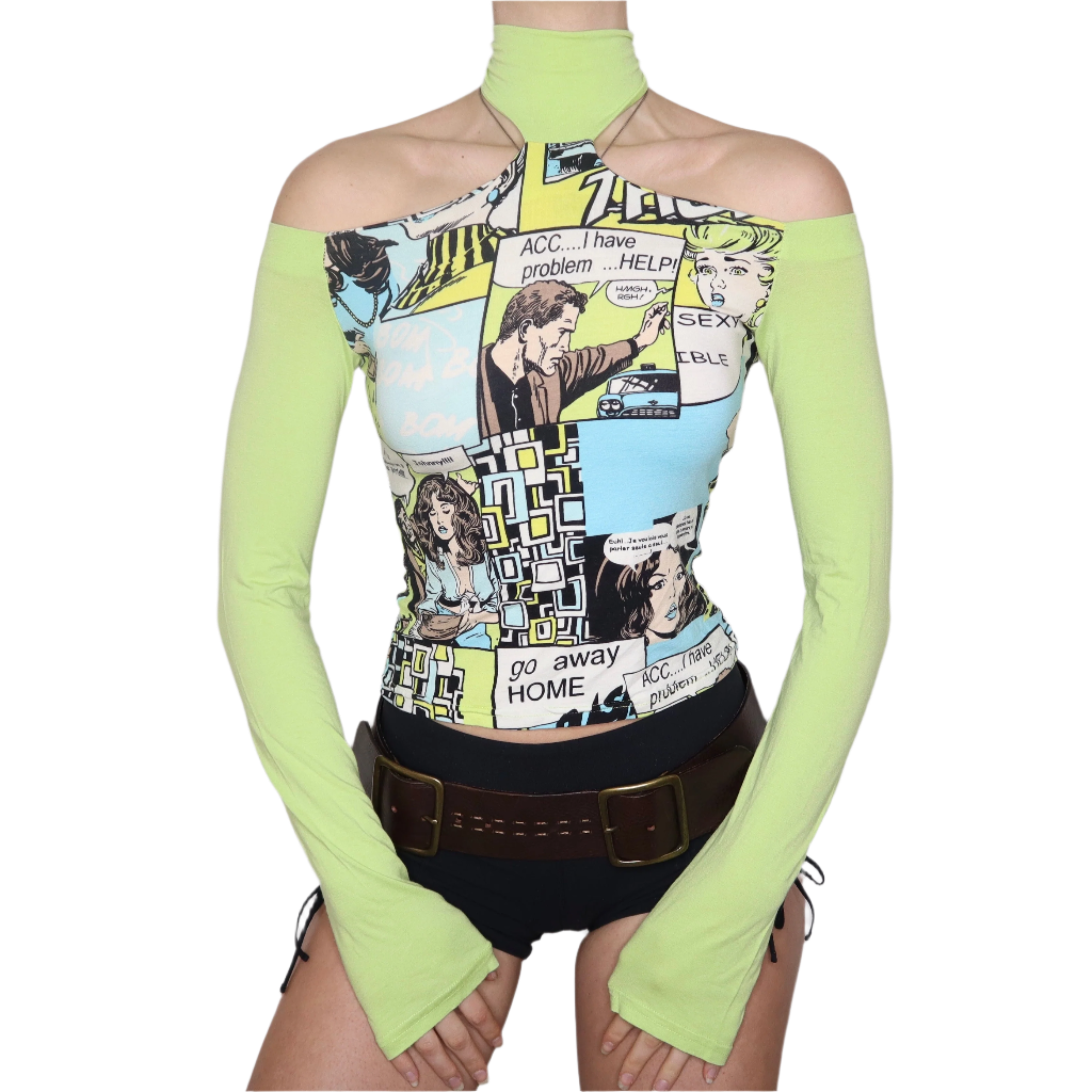 Y2K Italian Comic Strip Graphic Top (S)