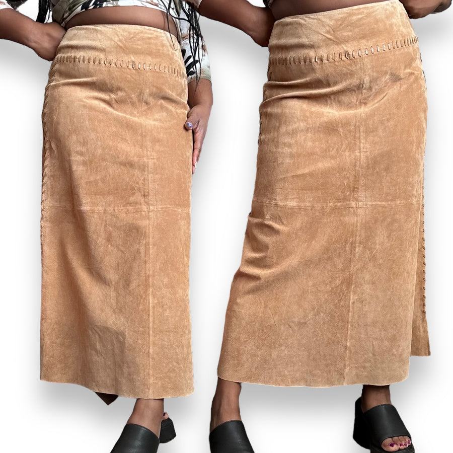Deadstock VTG Suede Maxi Skirt (XL)